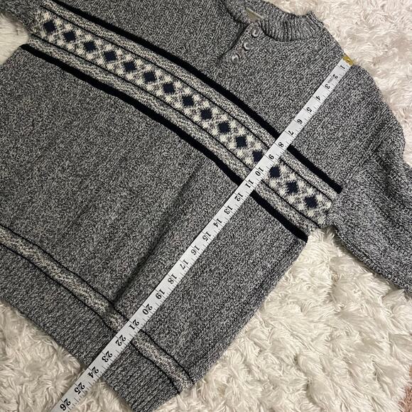 Vtg Alpine Ridge Rugged Wear Navy Patterned Henley Sweater Size M - Picture 7 of 7